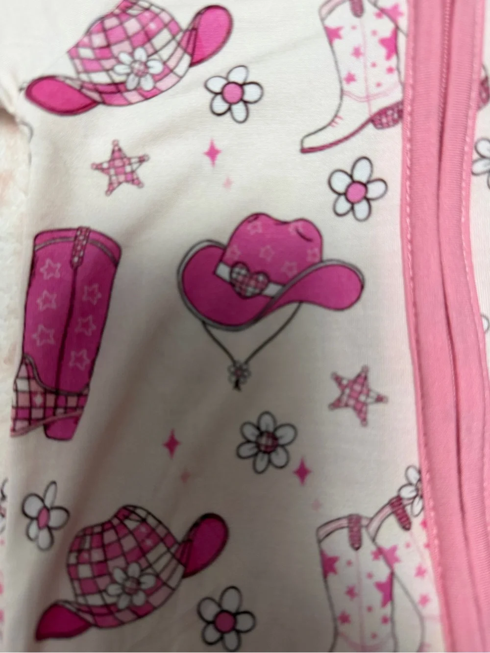 Pink Cowgirl Print Zip-Up Baby Bamboo Sleeper